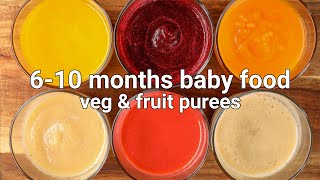 610 months baby food  vegetable puree amp fruit puree  stage 1 homemade baby food  hebbars [upl. by Hux]