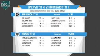 1st XI Rd1 Balwyn v Brunswick [upl. by Attenod]