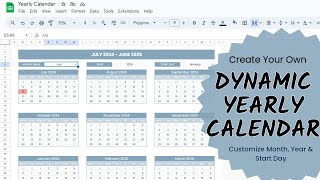 Create a Dynamic Yearly Calendar in Google Sheets  Customize Month Year and Start Day [upl. by Demetra683]