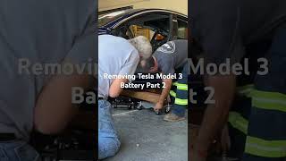 Removing Tesla Model 3 Battery Part 2 [upl. by Aneda]