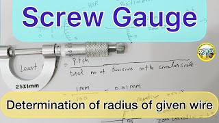 Screw Gauge  Determination of radius of given wire [upl. by Normac]