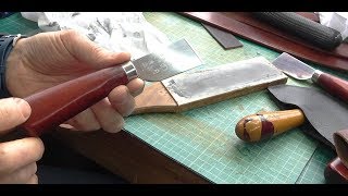 Stropping A Cheap Skiving Knife To Super Sharp [upl. by Aicilla]