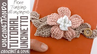 Tutorial 3 in 1  Fiore e Foglia Facili con Uncinetto Tunisino Sottotitoli in 4 lingue [upl. by Marolda]