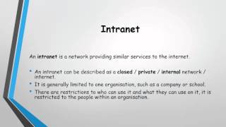 Internet extranet and intranets [upl. by Yeloc679]