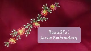 Beautiful And Easy Hand Embroidery Design For Saree [upl. by Goodwin273]