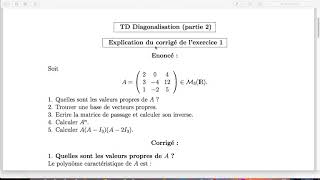 Exercice 1 Diagonalisation [upl. by Maryrose]