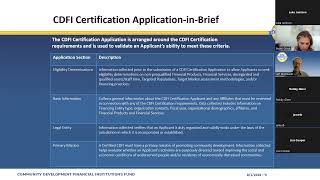 Webinar on Latest CDFI Application Guidelines [upl. by Notliw133]