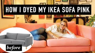 IKEA HACK How I Dyed My Own Karlstad Sofa Pink  DIY Sofa Makeover [upl. by Ferren]