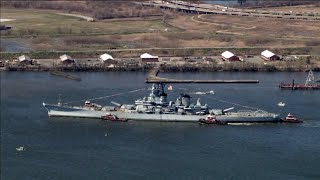 LIVE Battleship New Jersey continues voyage down Delaware River [upl. by Schweitzer]