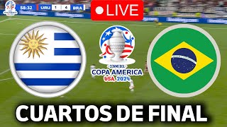 🔴EN VIVO  🔥URUGUAY BRASIL EN VIVO 🏆CUARTOS DE FINAL COPA AMERICA 2024🏆 [upl. by Nicol]