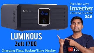 Luminous Zolt 1700 👍  1500VA24V  1260W Pure Sine Wave Inverter  Digital Display  Review  Hindi [upl. by Charis244]