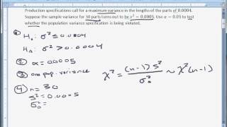 Hypothesis testing one population variance practice problem [upl. by Adabel]