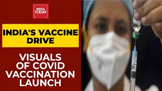 Covid Vaccination Visuals Of Vaccine Drive Launch From Mumbai Chennai Lucknow amp Other Cities [upl. by Heyde]