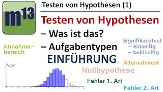 Testen von Hypothesen 1  Einführung Aufgabentypen und wichtige Begriffe [upl. by Ecinrahs]