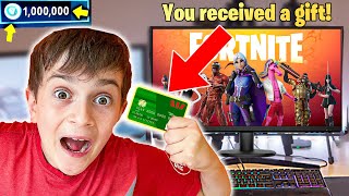 Kid STEALS Youtubers Credit Card and Buys VBucks [upl. by Repohtsirhc]