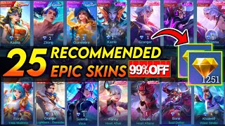 25 RECOMMENDED EPIC SKIN TO BUY WITH 1 💎  PROMO DIAMOND 2024  MLBB [upl. by Meredith]