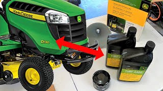 How To Change Oil and Oil Filter on John Deere D130 amp D140 22 HP 2011  2017 [upl. by Marita212]