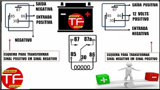 Como inverter sinal negativo para sinal positivo usando relé 12 volts [upl. by Zeret]