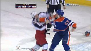 Derek Dorsett vs Jason Strudwick Mar 3 2011 [upl. by Pasahow93]