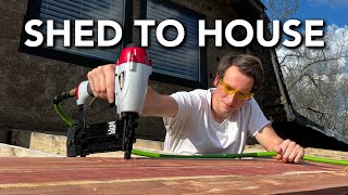 Finishing the Front Porch with Rough Sawn Red Cedar  Abandoned Shed to Tiny House [upl. by Iiette]