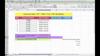 Cálculo en Excel del VP VPN y TIR [upl. by Hereld]