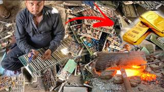 Recovering Pure 24k Gold From PC Electronic Scrap Recycling Process [upl. by Belicia]