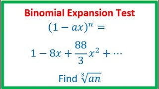 First three terms of Binomial Expansion 1axn is given find Exponent and constant [upl. by Arutek688]