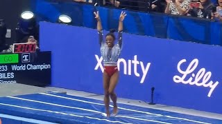 Simone Biles gets standing ovation after HUGE Yurchenko double pike on vault  Olympic Trials 2024 [upl. by Akemahc]