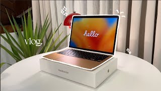 MacBook Air M1 in 2024 aesthetic unboxing 💻🌿 full honest review  accessories [upl. by Ellecram782]