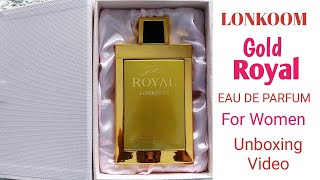 Lonkoom Gold Royal Eau De Parfum Unboxing Video  Perfume Unboxing [upl. by Atiuqrahs733]