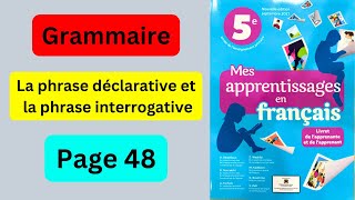 Grammaire Mes apprentissages en français 5 AEP page 48 [upl. by Yrem]