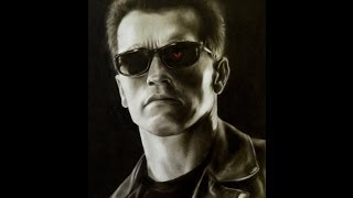 Arnold Schwarzenegger drawing  Terminator 2 Judgment Day Time lapse [upl. by Thorvald]