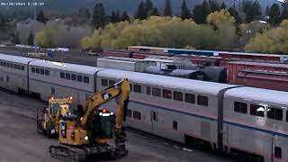 Whitefish Montana MOW work and Amtraks Empire Builder on a cloudy snowy morning [upl. by Siuluj]