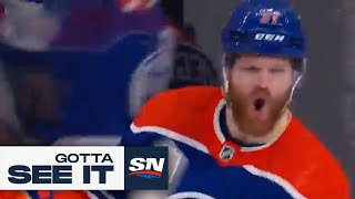 GOTTA SEE IT Leon Draisaitl Sets Up Warren Foegele With A Perfect Saucer Pass [upl. by Jochbed]