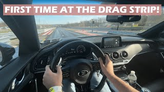 STINGER GT AT THE DRAG STRIP ft Hellcat and Mustang GT [upl. by Luigino]