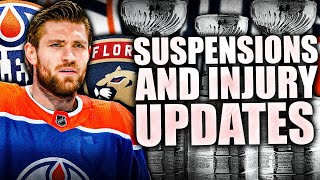 STANLEY CUP FINALS SUSPENSION amp INJURY NEWS LEON DRAISAITL ALEKSANDER BARKOVOilers Panthers [upl. by Leuamme]