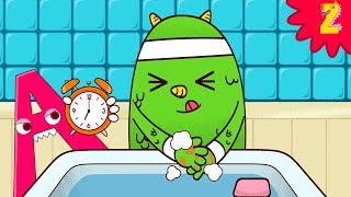 Wash Wash Wash your hands song with a monster l Nursery Rhymes for kids l ZooZooSong [upl. by Atirres578]