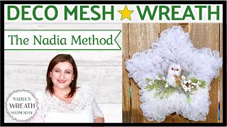 ⭐️ STAR DECO MESH WREATH Dollar Tree DIY Tutorial THE NADIA METHOD stepbystep  CHRISTMAS WINTER [upl. by Alihs]