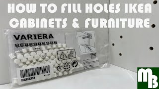 The EASIEST way to cover up holes in Ikea Sektion Pax Cabinets Variera Plugs ikeahack ikeakitchen [upl. by Aikenahs]