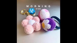 Super easy pom pom flower keychain craft diy for beginners [upl. by Roseann]