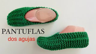 COMO TEJER PANTUFLAS A DOS AGUJAS paso a paso [upl. by Notyep]