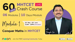 100 Free MHTCET LIVE Crash Course for Maths  MCQ amp PYQs  Dinesh Sir  Noon India [upl. by Rahas536]