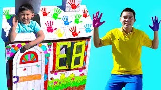 Liam Pretend Play Build Playhouse amp Coloring w Markers and Paint for Kids [upl. by Fidelis]