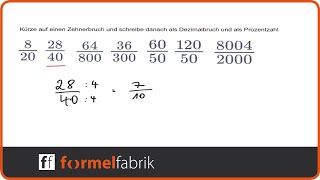 Brüche in Dezimalbruch und Prozentzahl umschreiben 2 [upl. by Tessil]