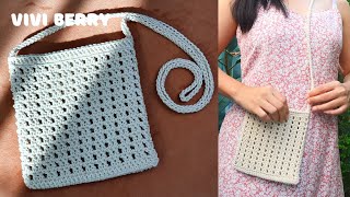 Super Easy DIY Crochet Mini Cross Bag  Crochet Crossbody Bag Tutorial  ViVi Berry Crochet [upl. by Notsirhc640]