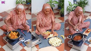 90 Year Old Grandma Making Kela Sabzi  Ever Tried Crispy Banana Bonda banana sabji grandma [upl. by Ais]