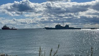 USS San Jacinto Towed by Offshore Tug Gary Chouest [upl. by Oirramaj]