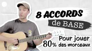 ⚪️ 8 ACCORDS de GUITARE de base pour jouer 80  des morceaux [upl. by Nileuqcaj]