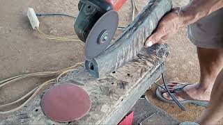 This man forged a rotary blade into a sharp machete with a handle and buffalo horn frame metal [upl. by Eeima]