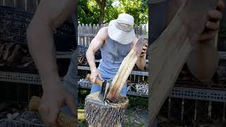 Rough hewing black locust with a heavy hatchet woodworking woodcarving homesteading bushcraft [upl. by Atnauq]